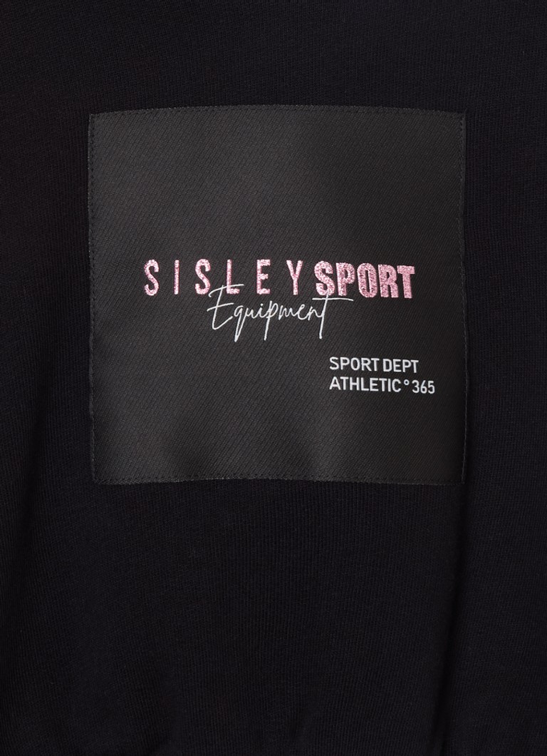 Sisley Young Cropped Hoodie mit Glitzer und Logo
