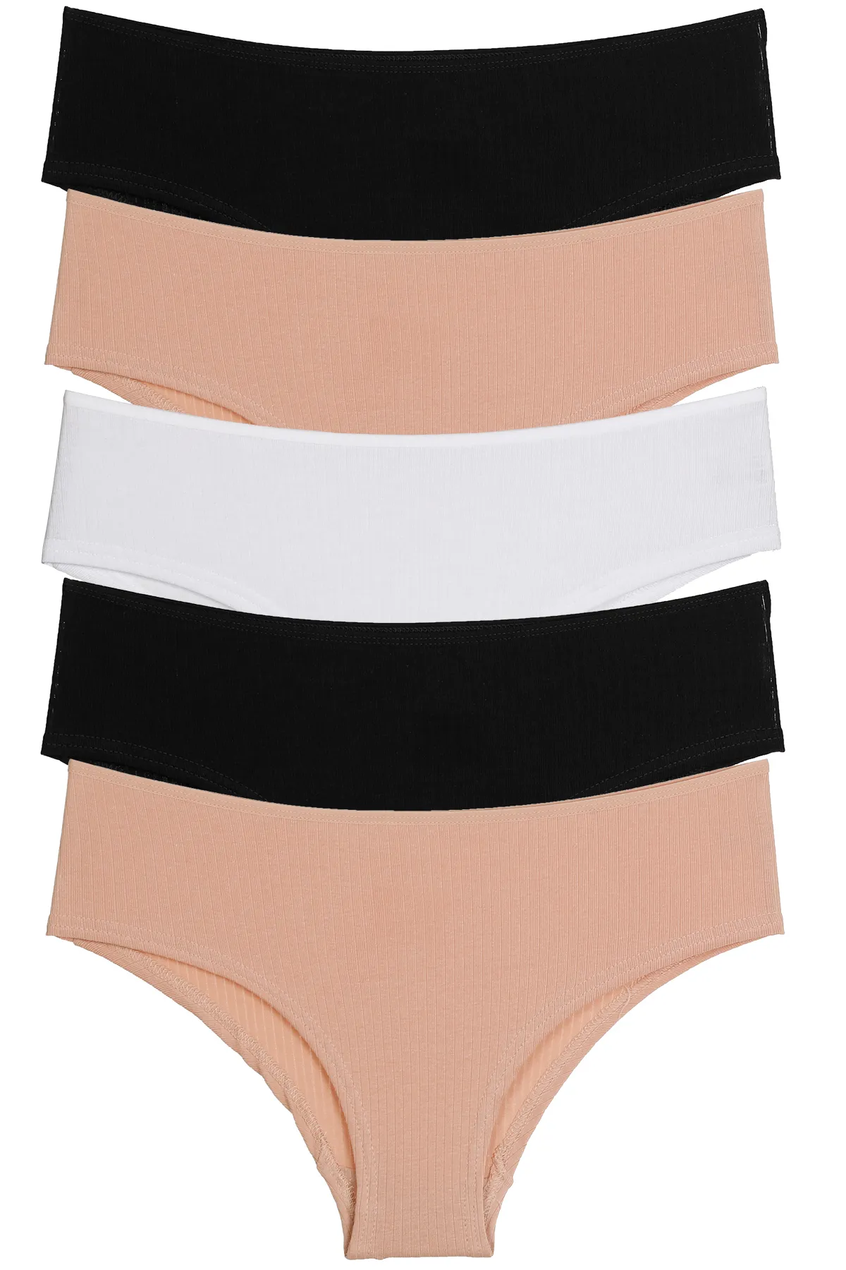 Nicoletta  Hipster Damen Höschen - 5er Pack Lycra Baumwolle gerippte Camisole Shorts/Boxer MIXCOLOR