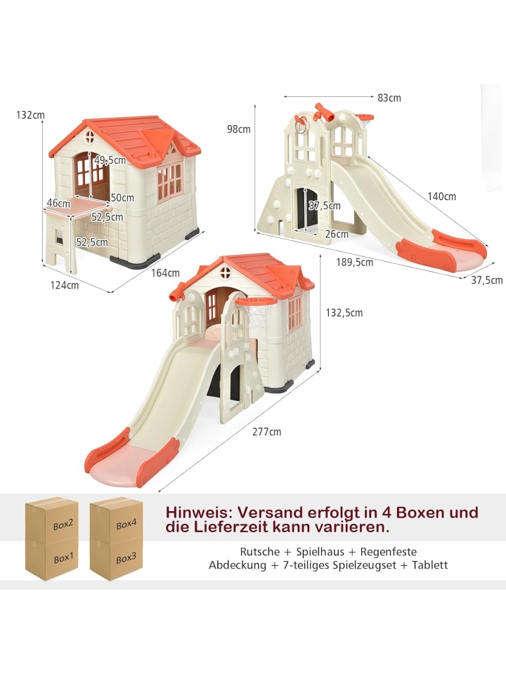 COSTWAY Spielhaus mit Rutsche in Rosa günstig kaufen onesize