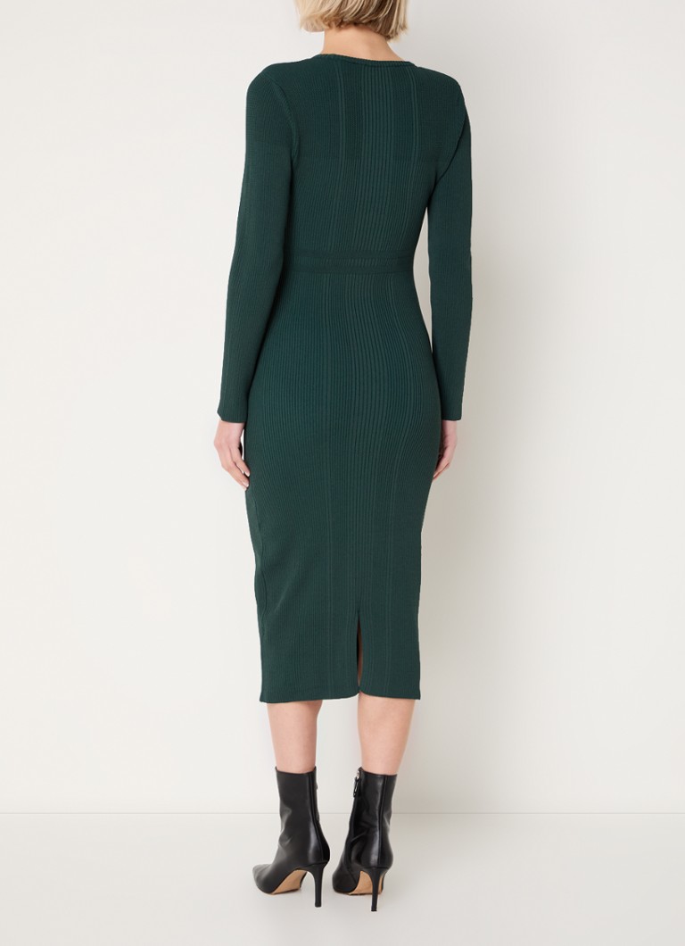 Rochie midi Kairi din material elastic cu nervuri de la French Connection