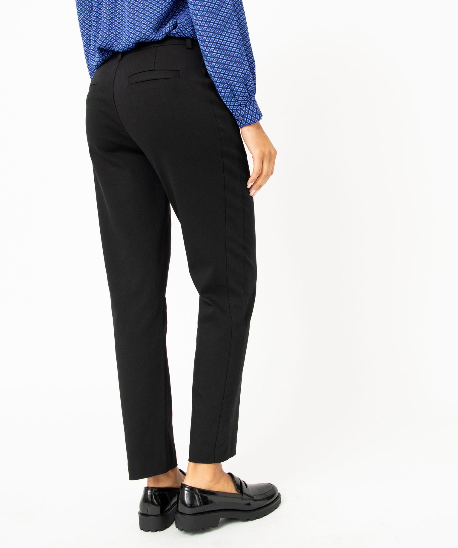 Pantalon femme coupe ample en toile extensible noir | GEMO