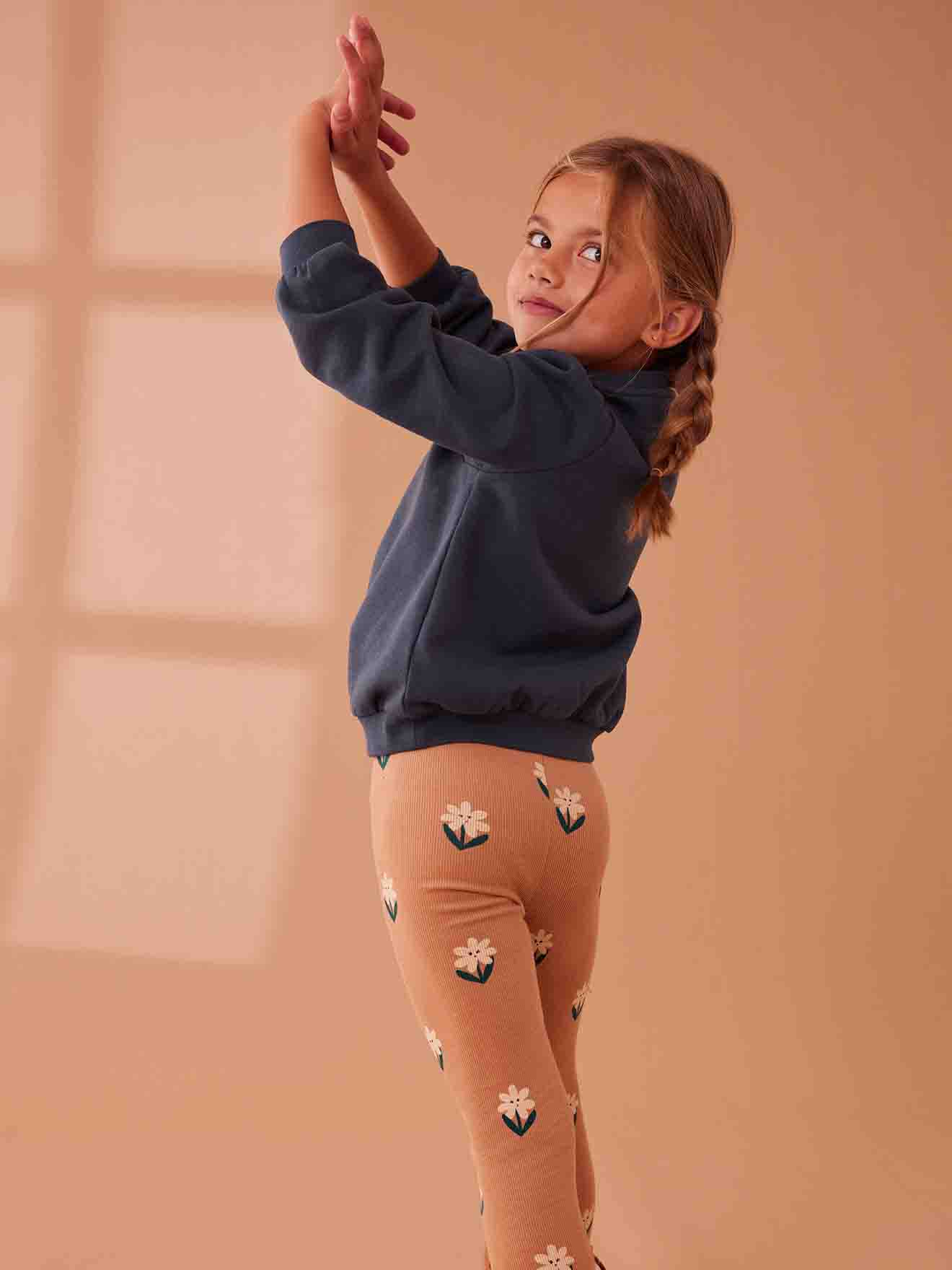 Vertbaudet Mädchen Leggings, gerippt - graugrün