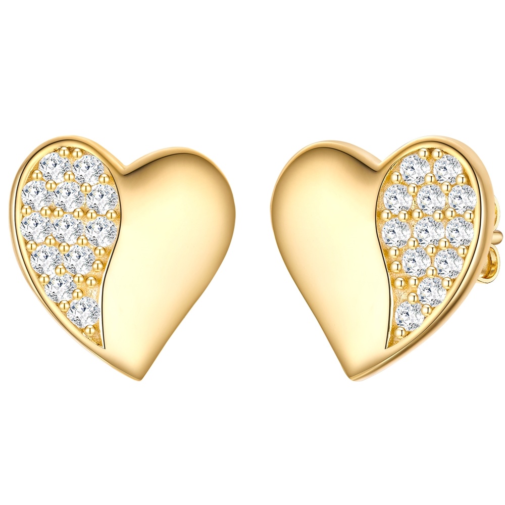 Rafaela Donata Boucles doreilles Coeur Argent sterling Oxyde de zirconium (CZ) en Or jaune Boucles d'oreilles