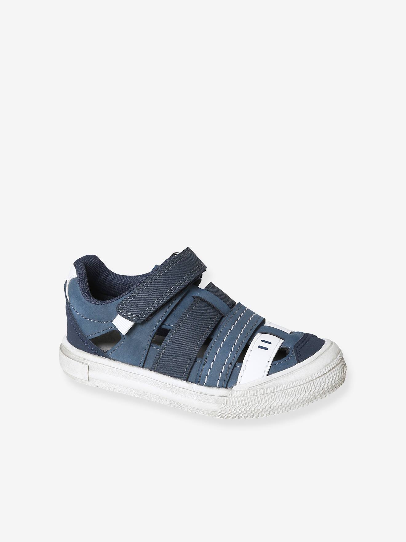 Vertbaudet Jungen Klett-Sandalen, Anziehtrick - blau