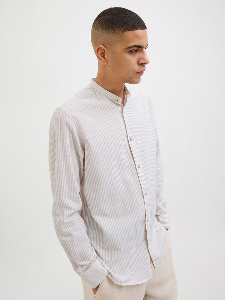 Jack & Jones Hemd - Regular fit - in Weiß/ Beige günstig kaufen