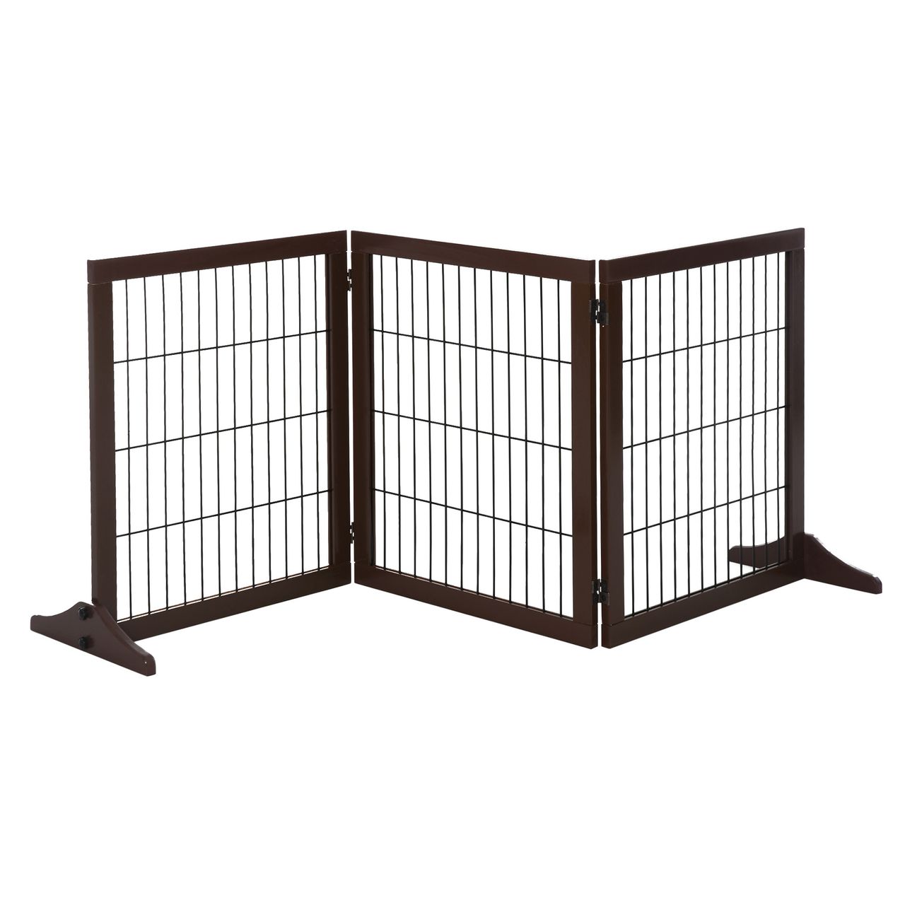 PawHut Absperrgitter für Hunde Schutzgitter Hundegitter Treppengitter Hundeabsperrgitter Türschutzgitter Kiefernholz Braun 185 x 36 x 71 cm