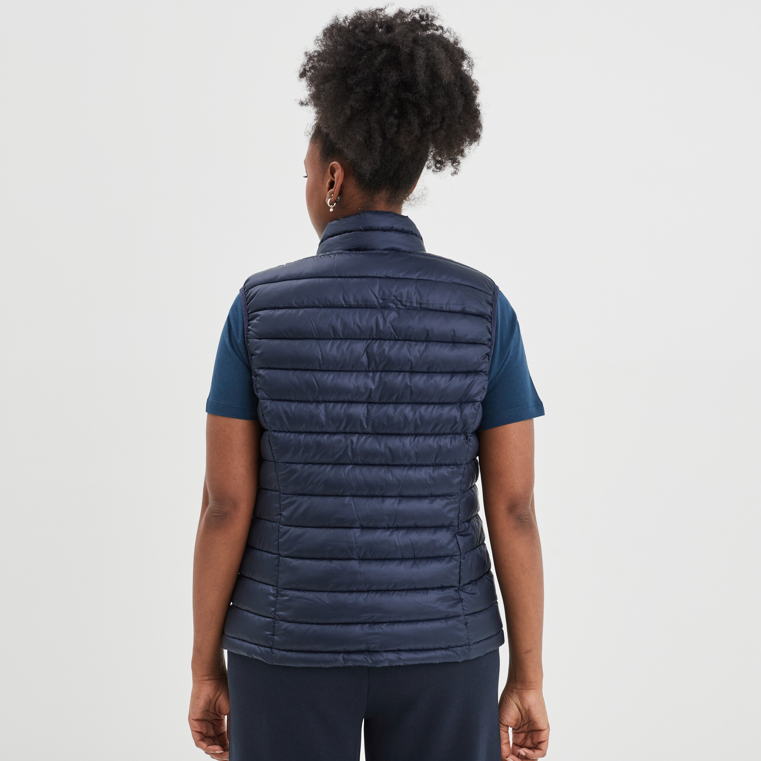 Doudoune légère droite sans manches bleu marine femme | La Halle
