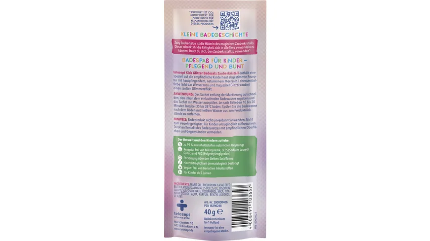 tetesept Kids Glitzer Badesalz Zauberkristall 40 g