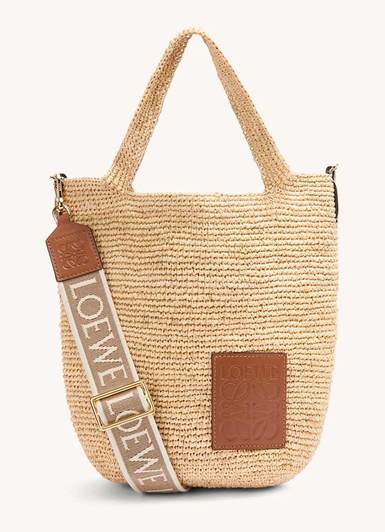 LOEWE Raffia -olkalaukku vasikannahkaisilla yksityiskohdilla
