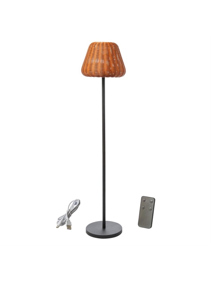 MARELIDA LED Garten Stehlampe in Rattanoptik dimmbar aufladbar Fernb. H: 150cm in natur günstig kaufen onesize