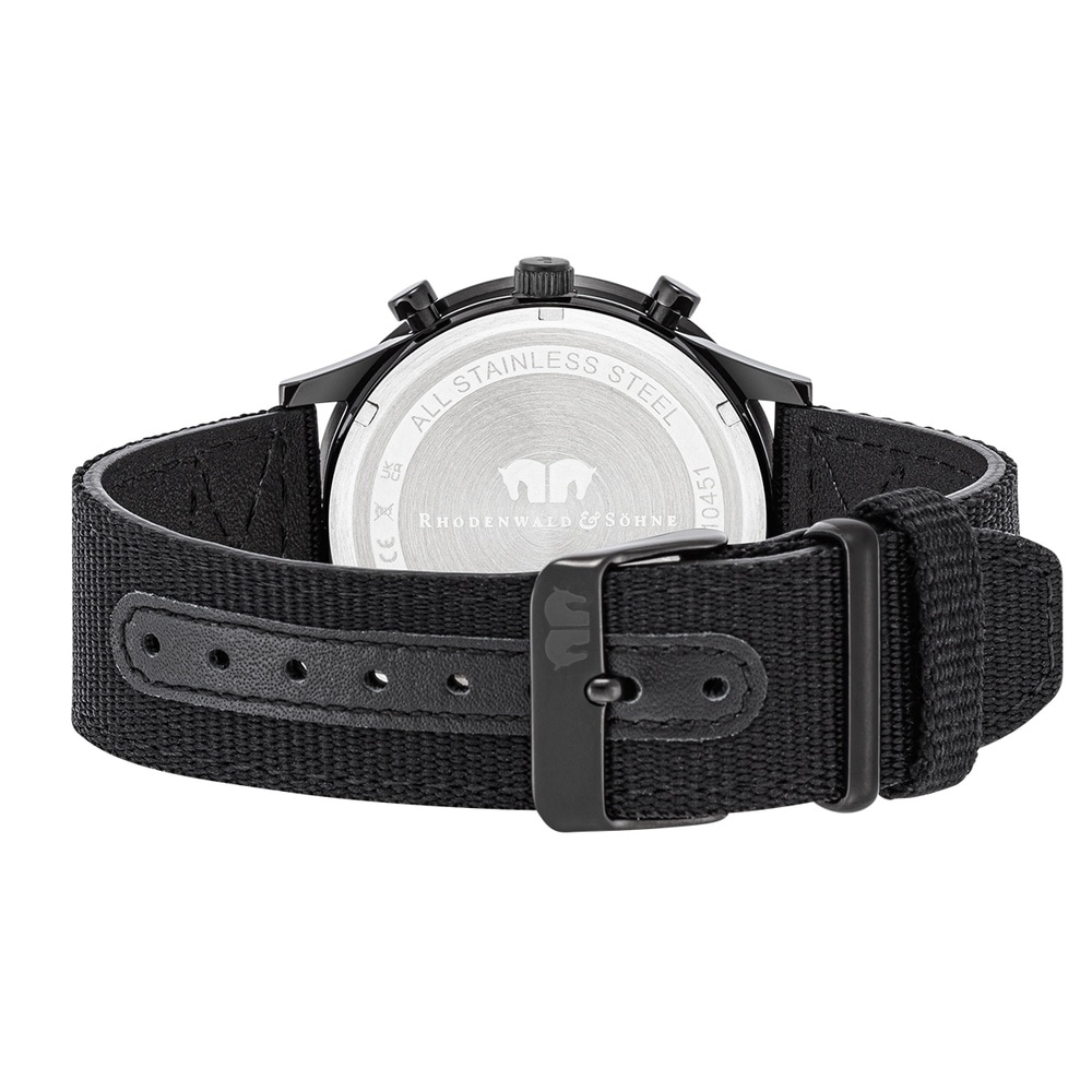 Rhodenwald & Söhne Chronographe Flight Captain en Noir Nylon en Noir Montre