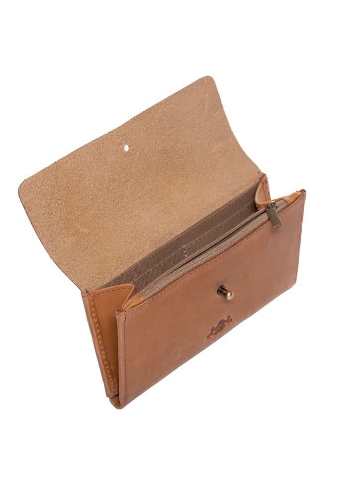 SID & VAIN Leder-Geldbörse echt Leder Geldbeutel Damen groß natural-hell-tan in beige günstig kaufen onesize