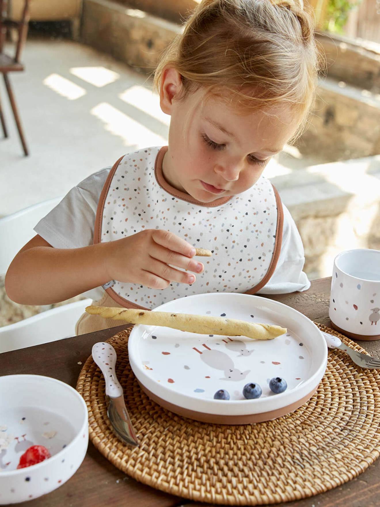 Lässig Kindergeschirr-Set TINY FARMER LÄSSIG - weiß gesprenkelt/kleine farm