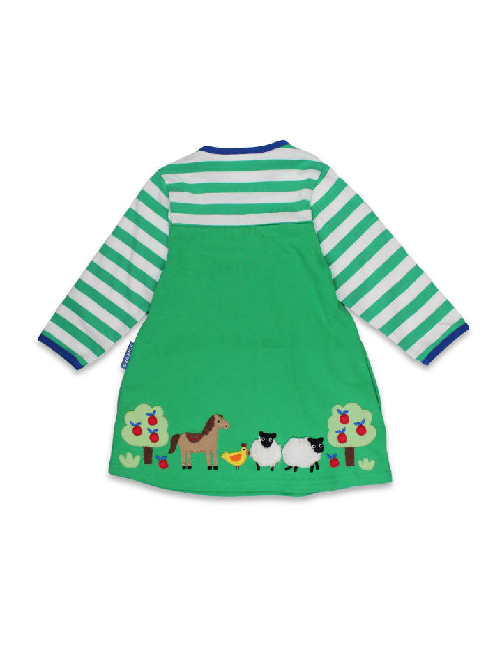 Toby Tiger Jersey Kleid mit Hillside Bauernhof Applikation in grün günstig kaufen