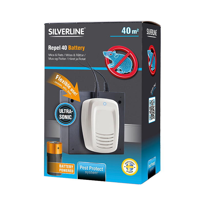 Silverline Mus- og rotteavskrekker Batteri Repel 40