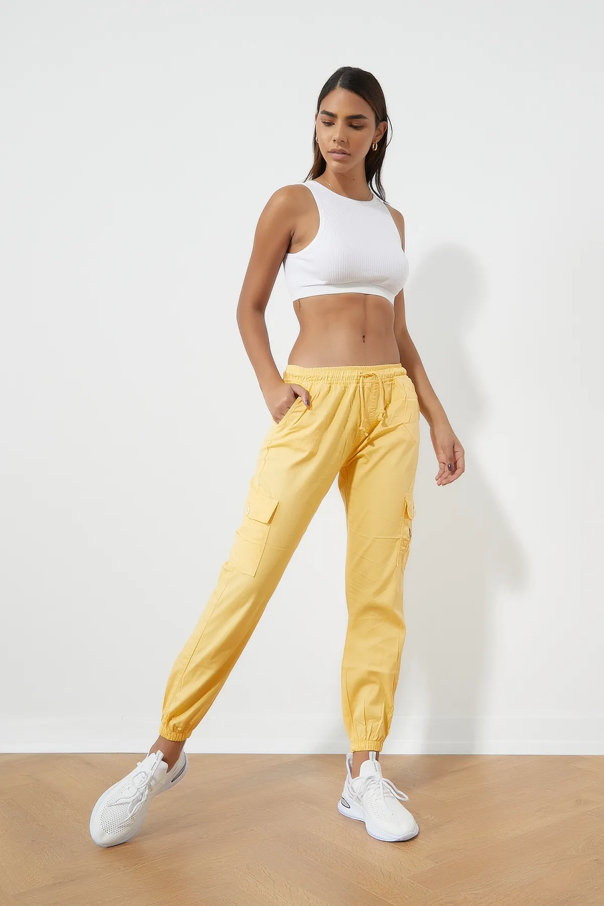 Tonny Black  Damen-Hose mit elastischem Bund, gelb, Tbg001