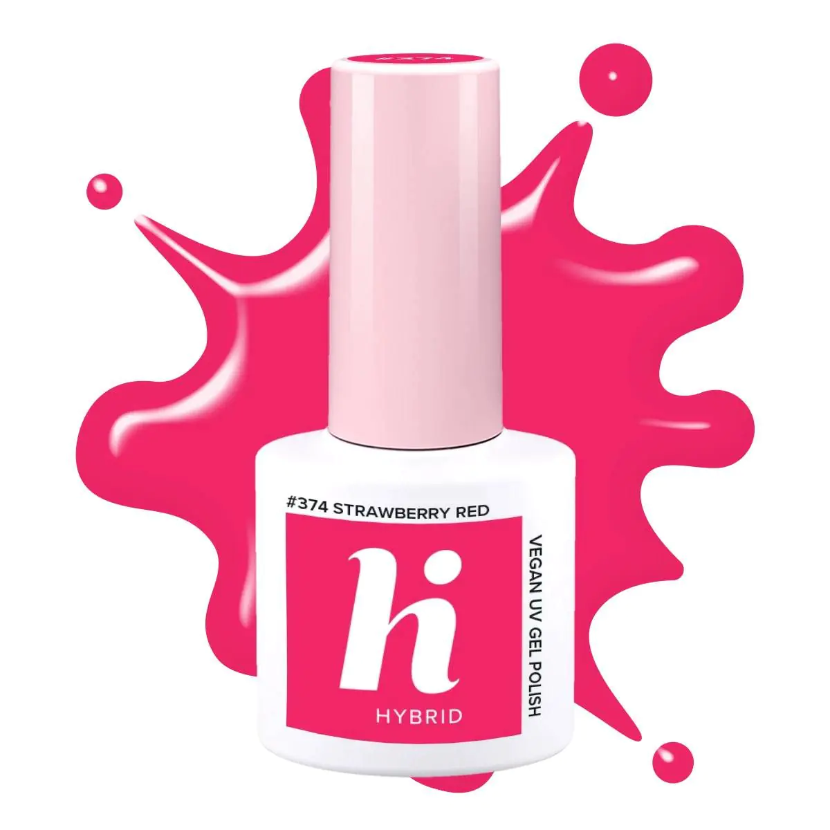 HI HYBRID hibridinis nagų lakas 374 braškių raudona 5ml