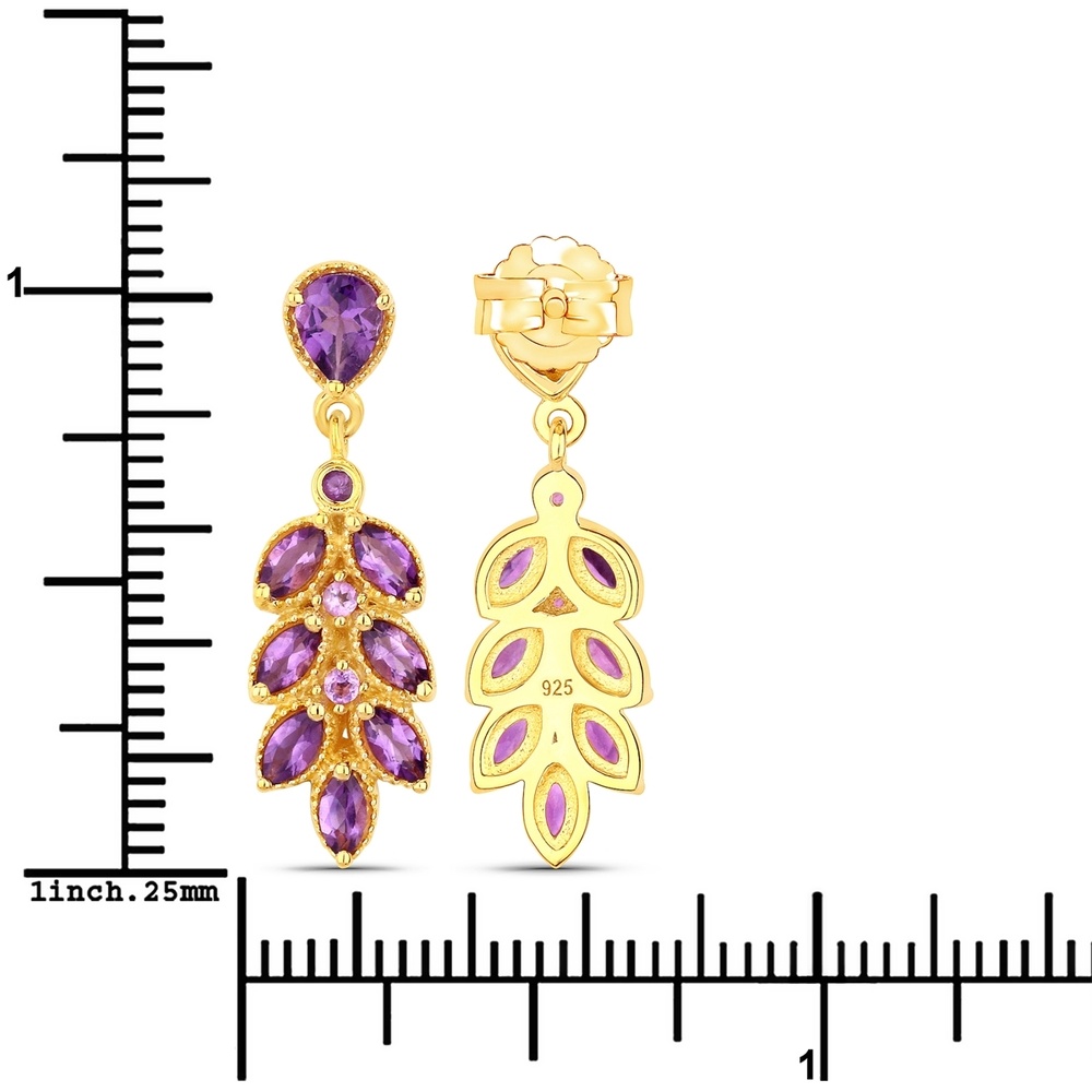 Rafaela Donata Boucles doreilles Argent sterling Améthyste en Or jaune Bijoux