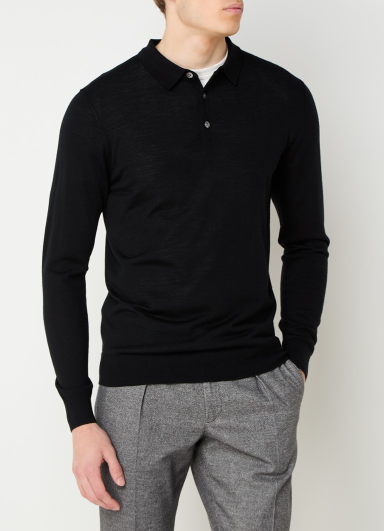 Polo Profuomo de lã merino de malha fina e corte regular