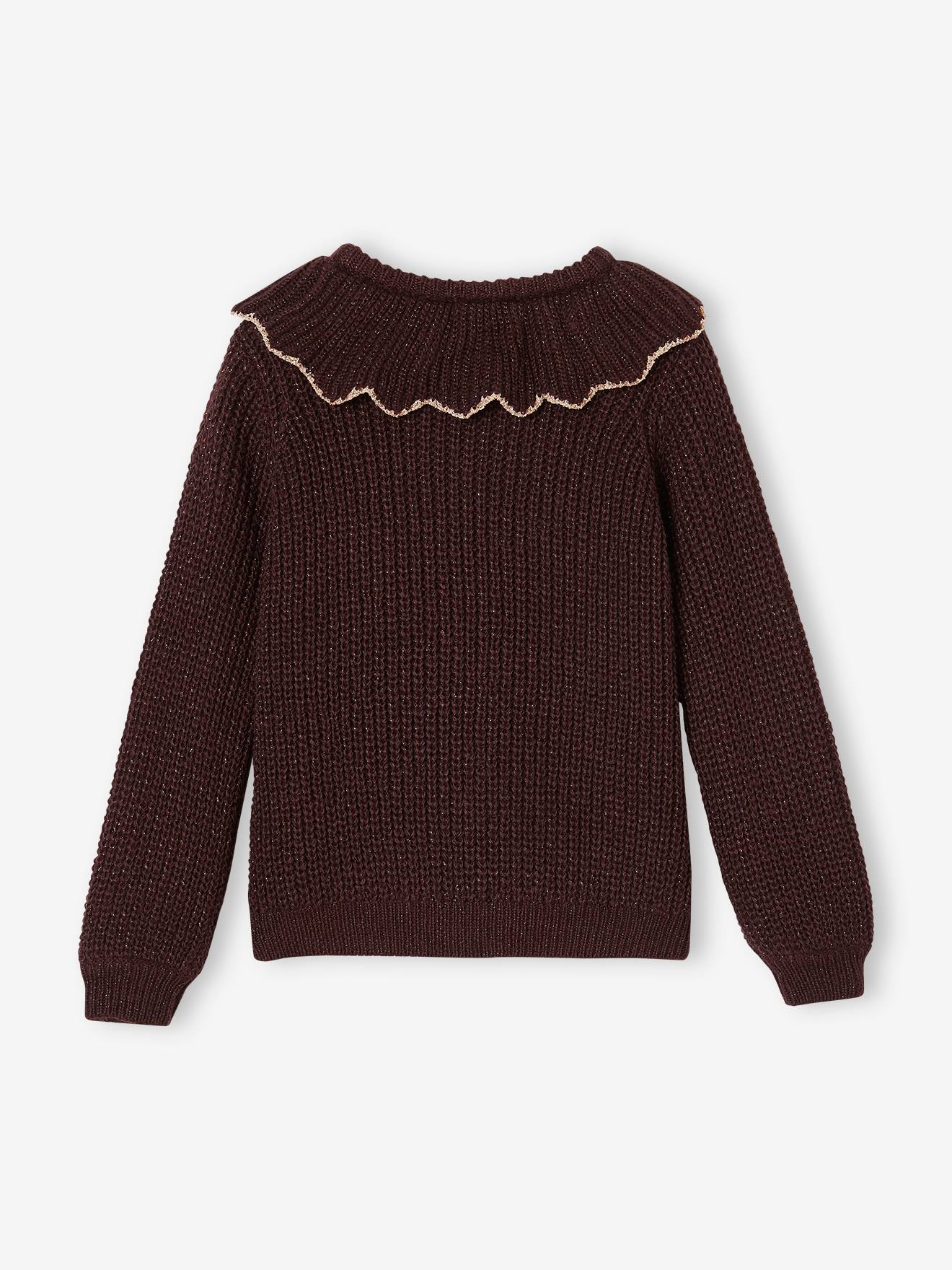 Vertbaudet Mädchen Pullover mit Kragen - pflaume