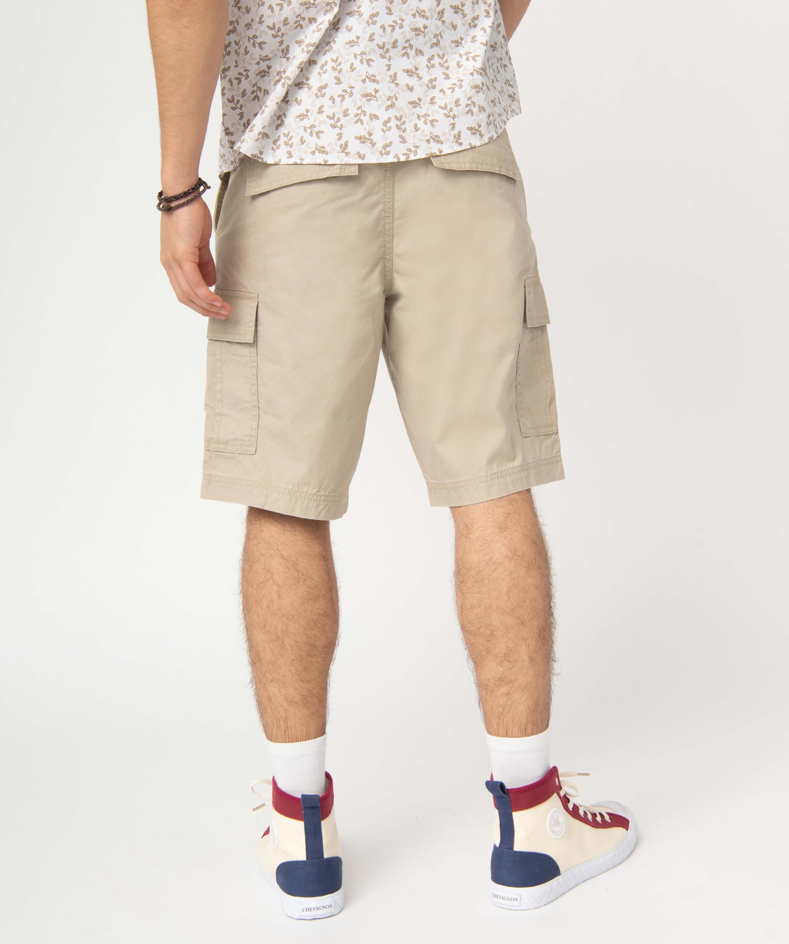 Bermuda homme cargo en toile délavée beige clair | GEMO