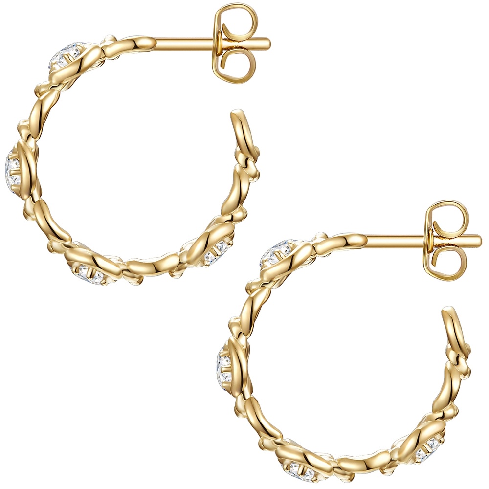 Glanzstücke München Créoles en argent Argent sterling Oxyde de zirconium (CZ) en Or jaune Boucles d'oreilles