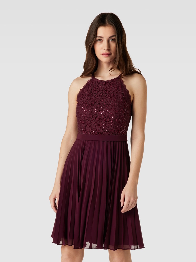 Cocktailkleid mit Plisseefalten in bordeaux rot