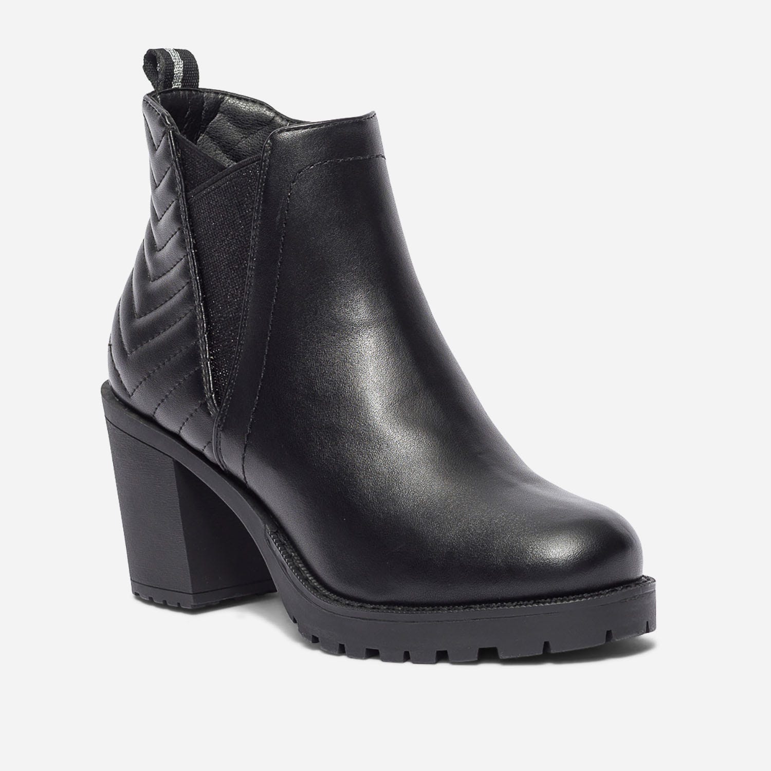 Boots TEXTO noir cranté avec contrefort matelassé