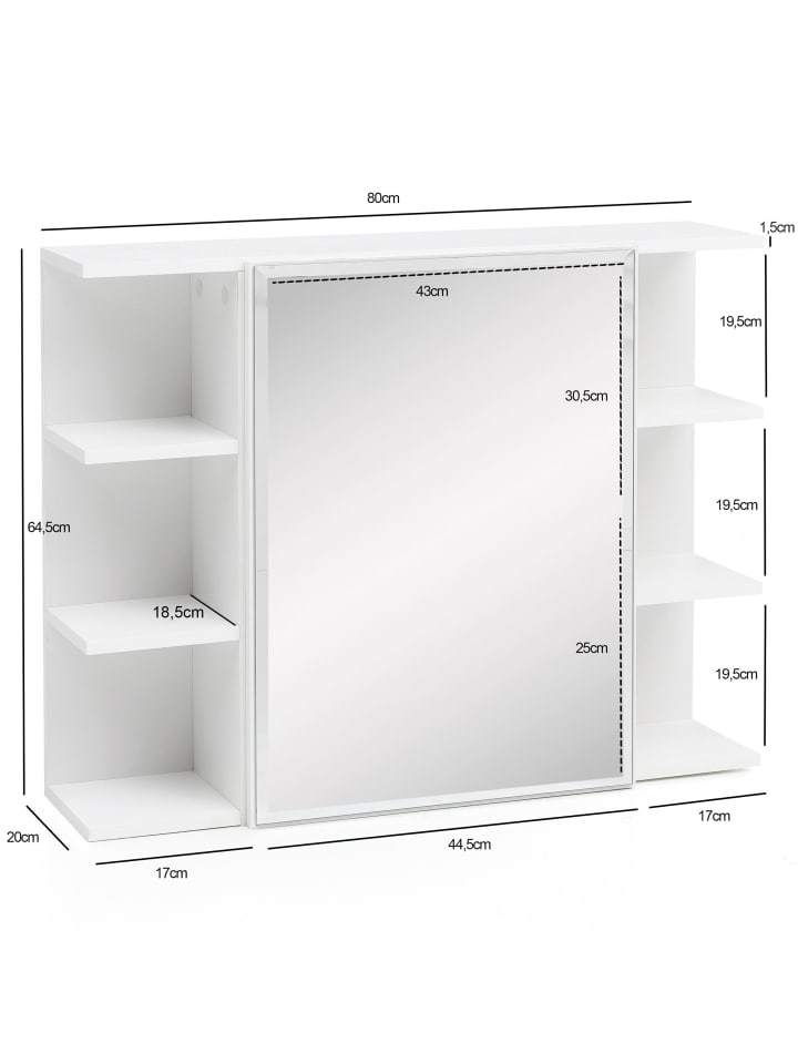 KADIMA DESIGN Hängeschrank | Weiß, 80x64.5x20cm, Spiegel günstig kaufen onesize