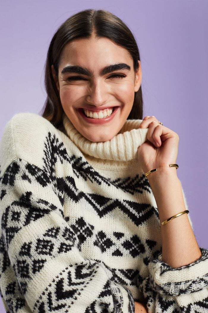Jacquard-Rollkragenpullover aus Wollmix