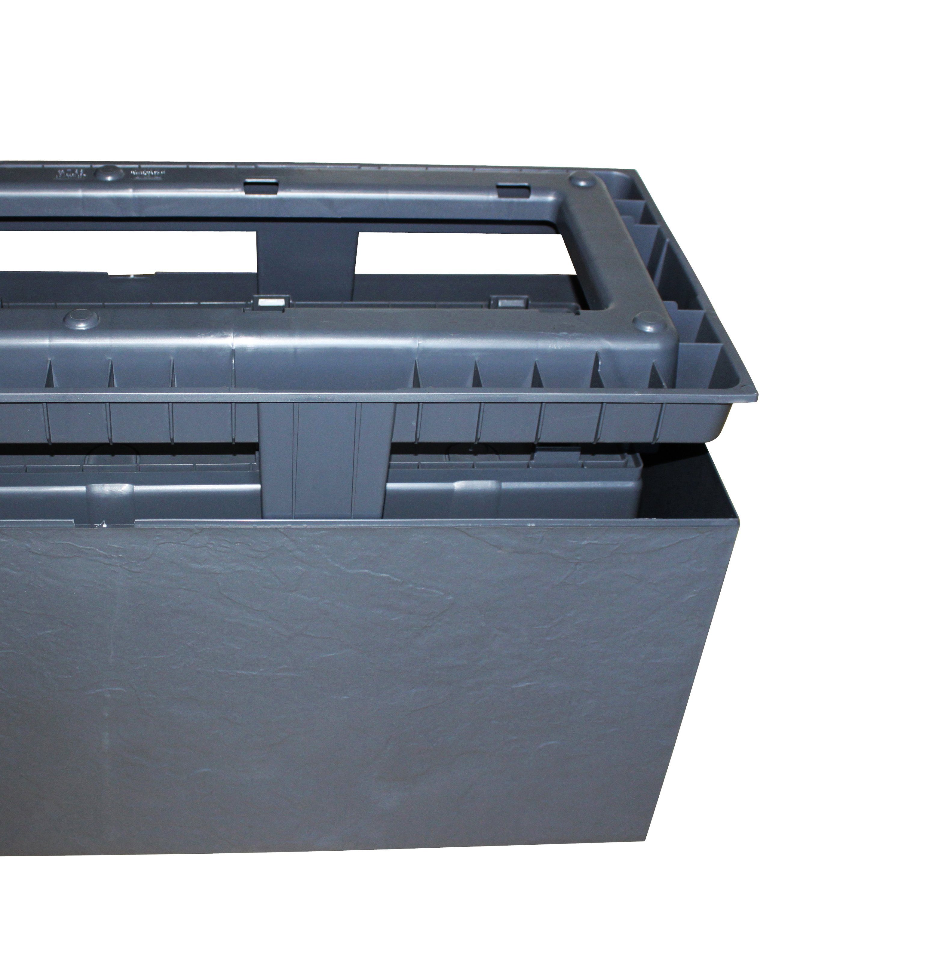 ONDIS24 Pflanzkübel Blumenkübel Blumentopf Vulkan 100cm Vulkan/Basalt Optik, mit Wasserspeicher Pflanzenkasten winterfest, 100 x 40 x 43,5 (H) cm