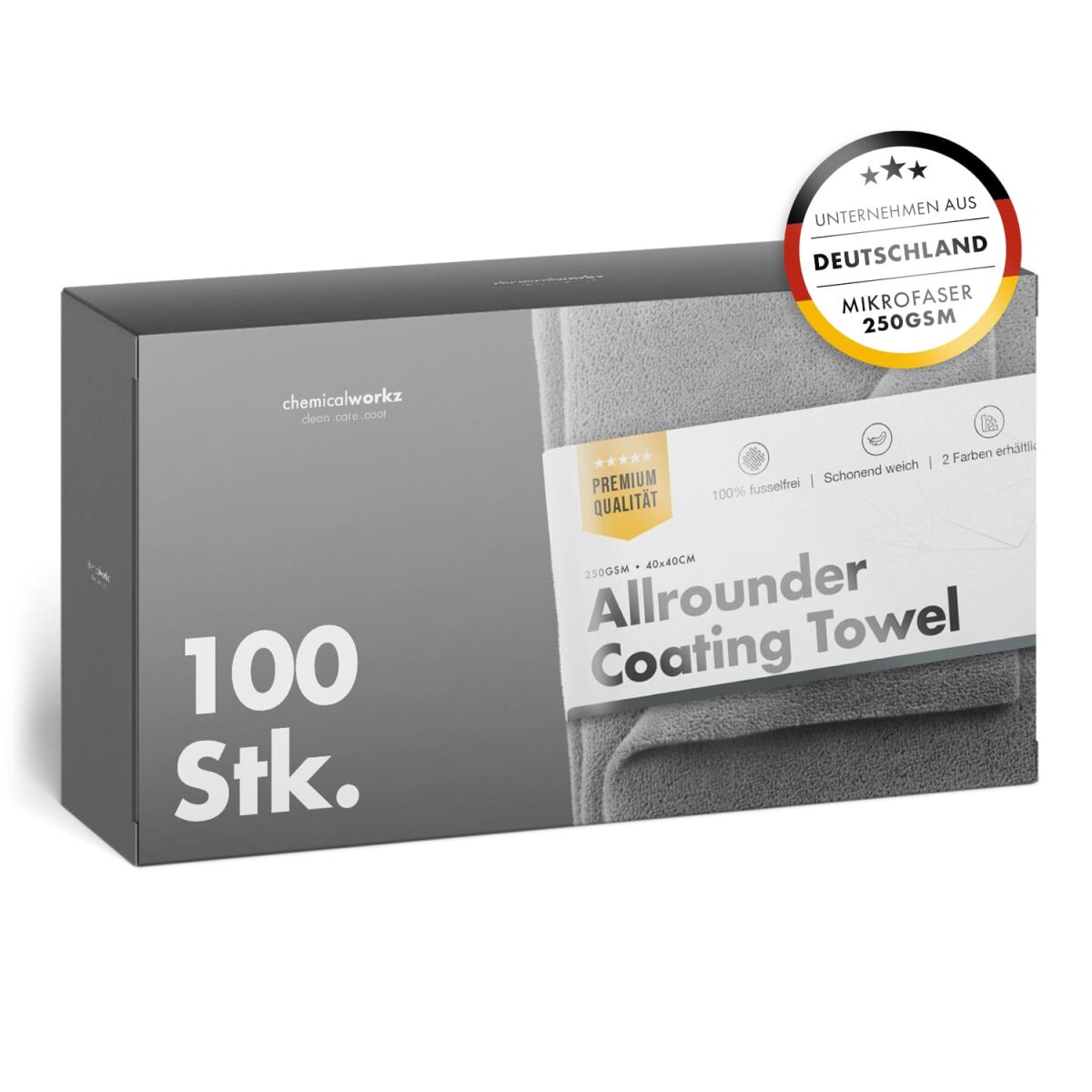 chemicalworkz Allrounder Coating Towel 250GSM Grau Versiegelungstuch 40×40cm 100Stk.