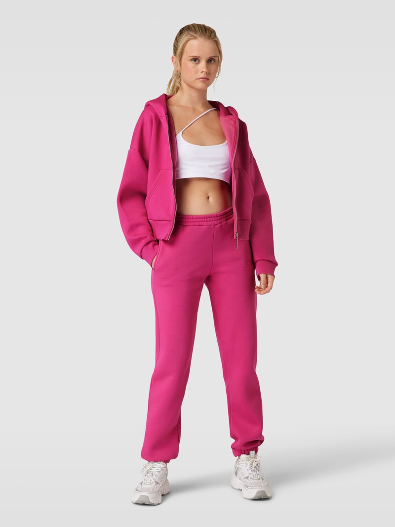 Sweatjacke mit Label-Print in fuchsia