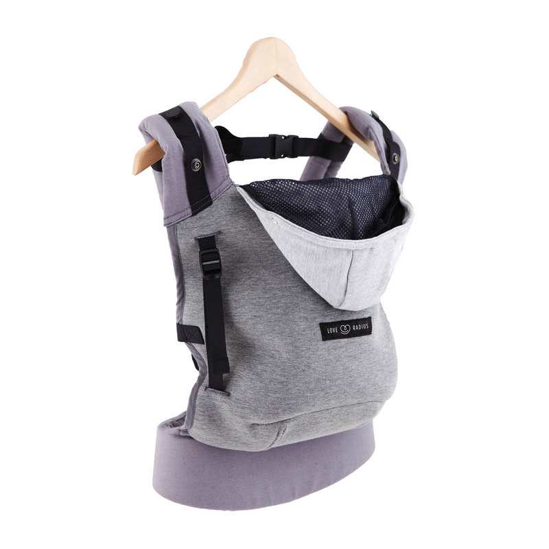 Pack porte-bébé Hoodiecarrier gris flanelle 0-36 mois Love Radius by JPMBB