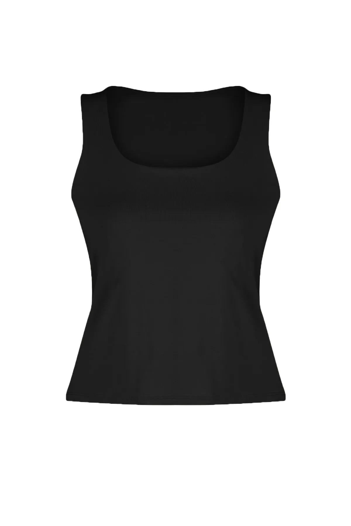 Trendyol Collection  Schwarzes tailliertes/flexibles Strick-Unterhemd mit quadratischem Kragen TWOSS23AL00037