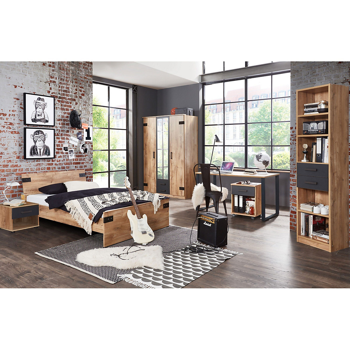 Jugendzimmer Set Liverpool mit Drehtürenschrank