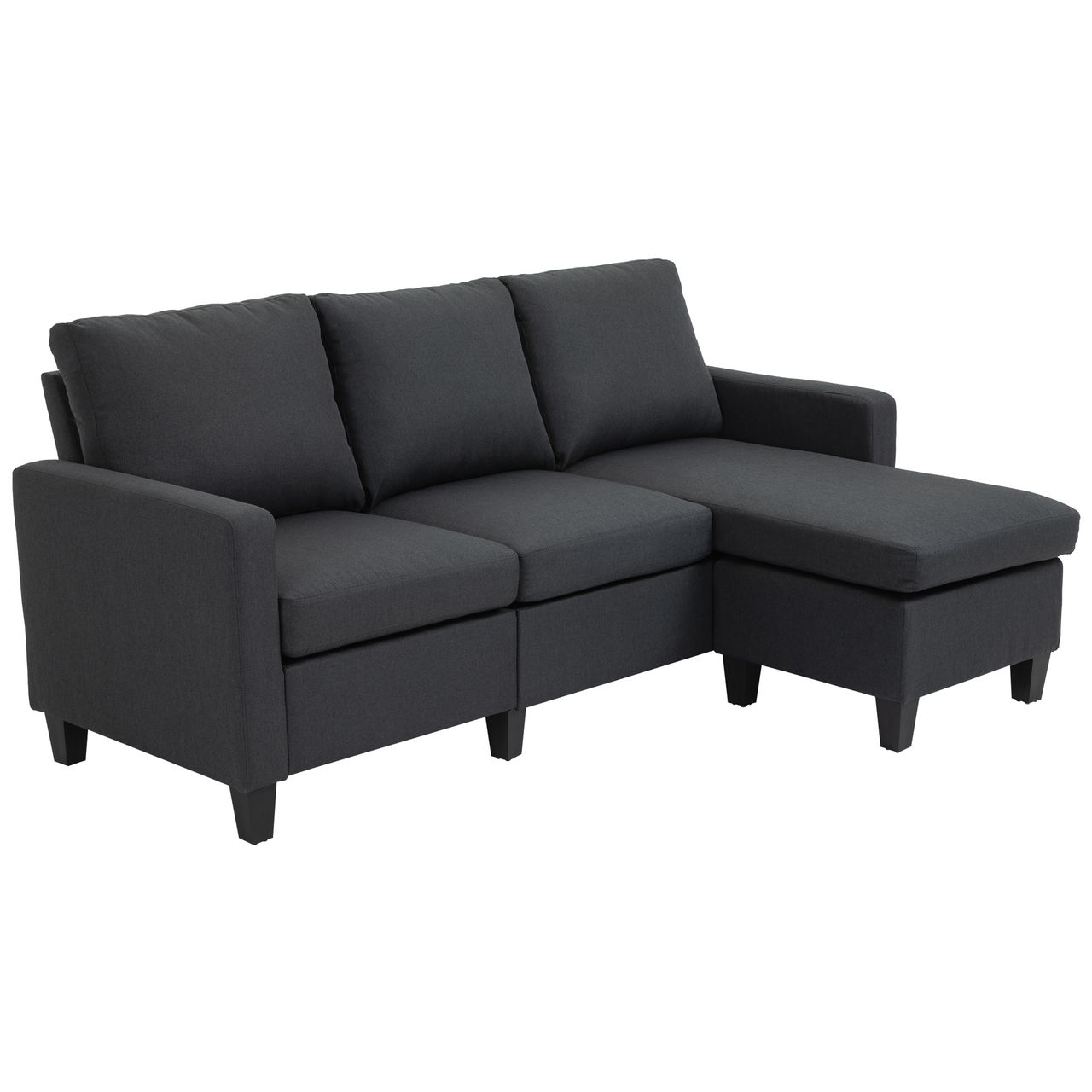 HOMCOM Ecksofa Stoffsofa Eckcouch Couchgarnitur mit wendbarer Chaiselongue L-Form Leinen Dunkelgrau 197 x 139 x 91 cm