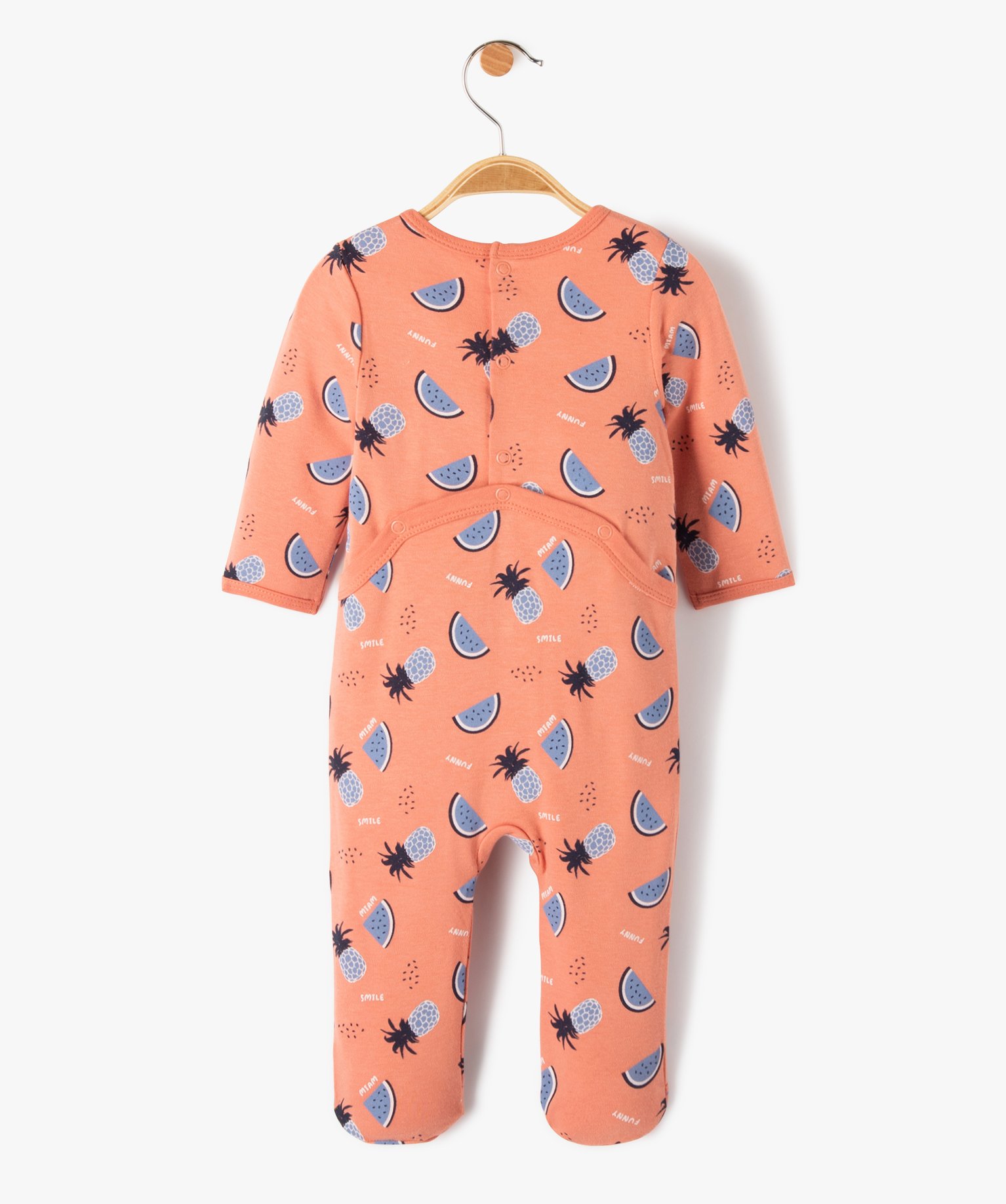 Pyjama bébé à motifs fruits exotiques fermeture pont dos orange clair | GEMO