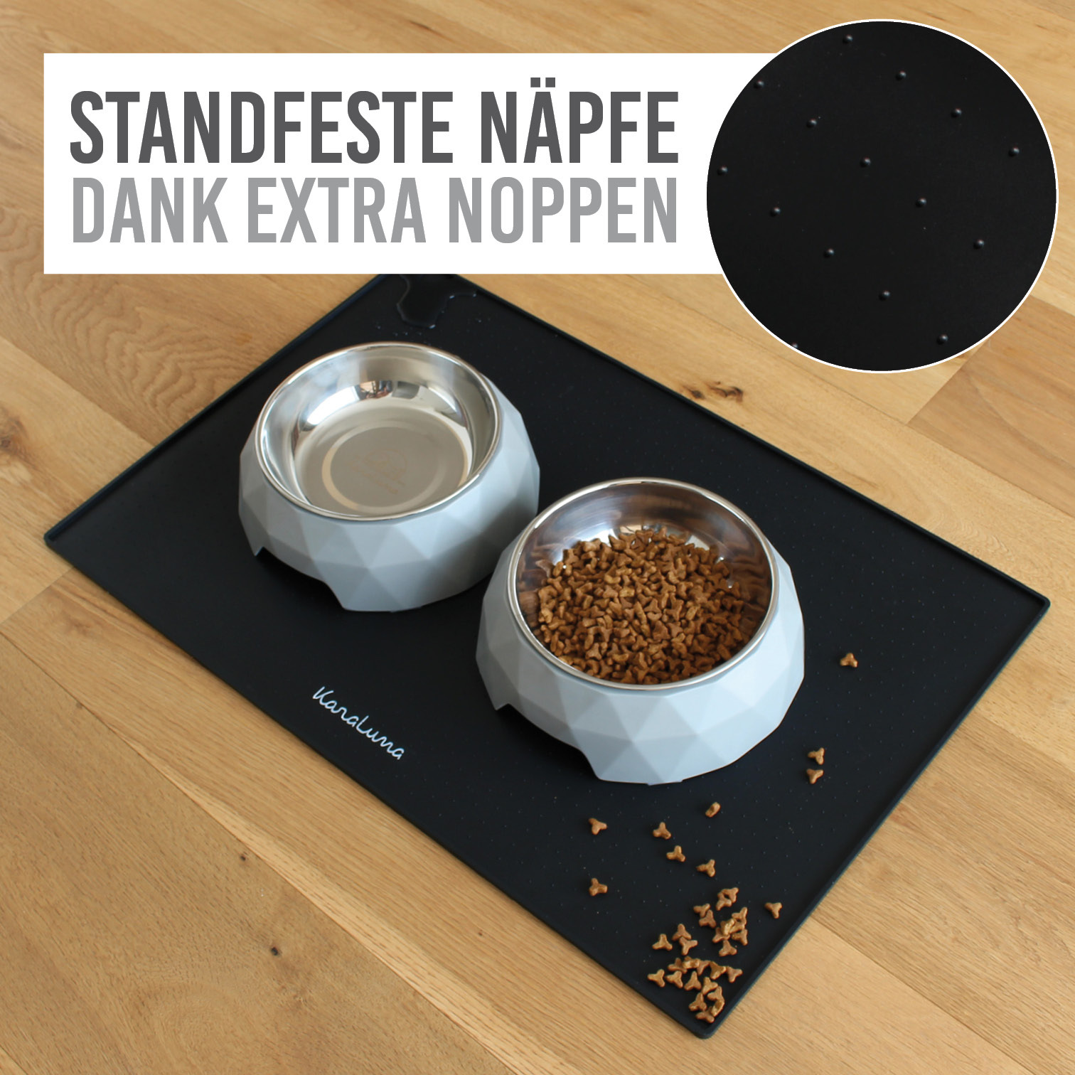 KaraLuna Futternäpfe KaraLuna Napfunterlage aus Silikon 60x40 cm geschwungen schwarz