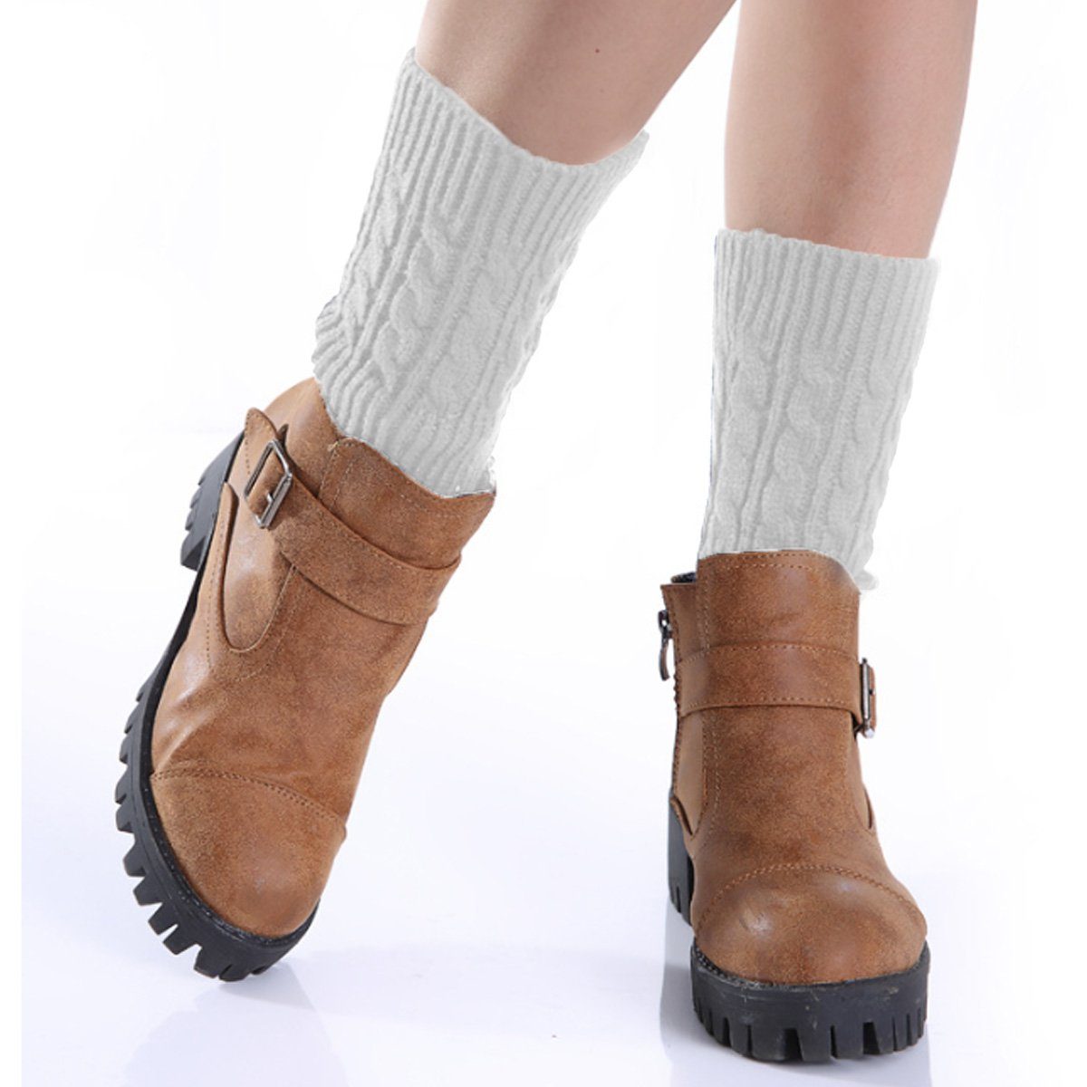 Jormftte Beinstulpen gestrickte Stiefel kurz Winter Beinstulpen Manschetten für Frauen
