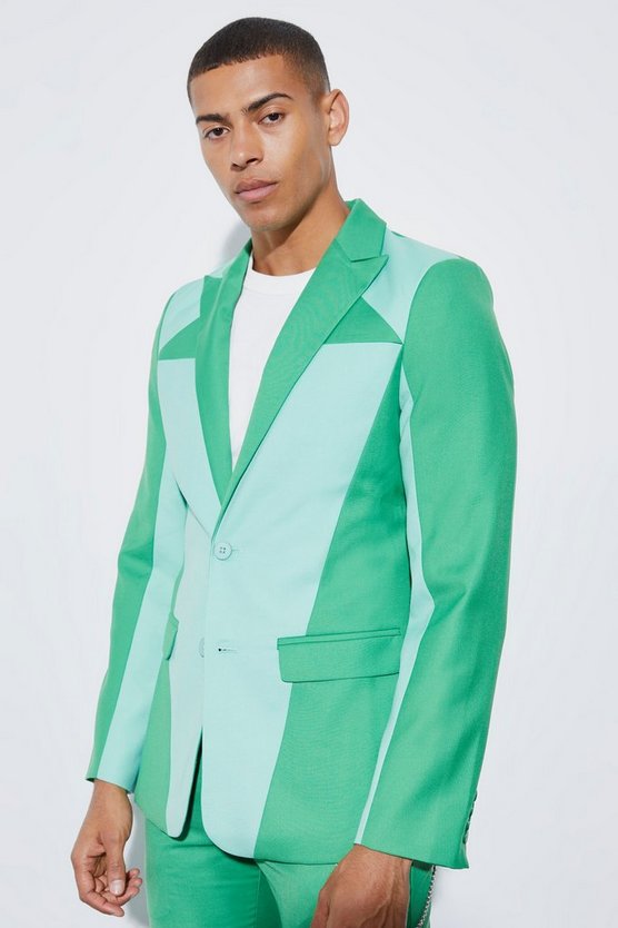 Skinny Colorblock Anzugjacke