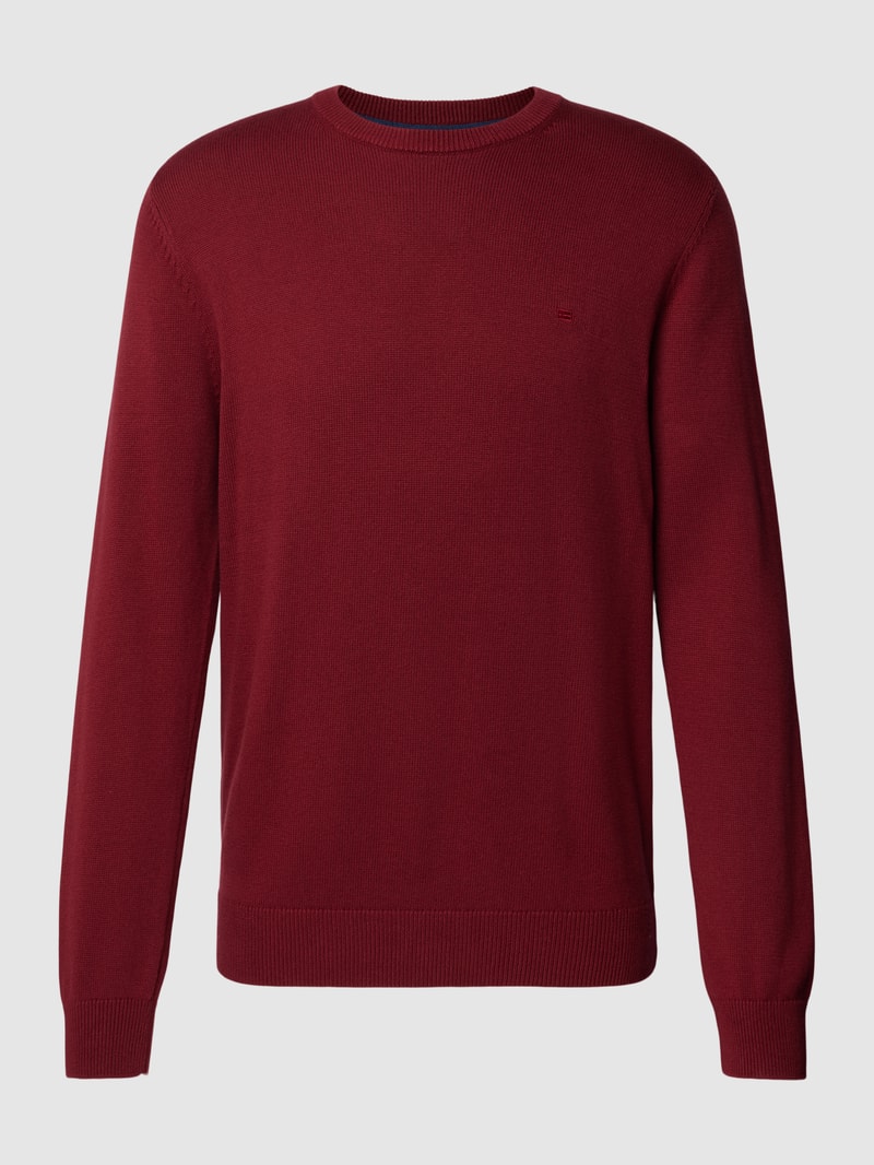 Strickpullover in melierter Optik in dunkelrot