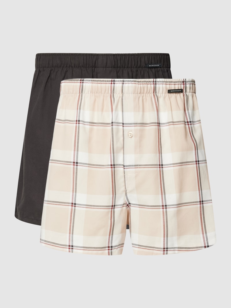 Boxershorts mit Karomuster im 2er-Pack in beige