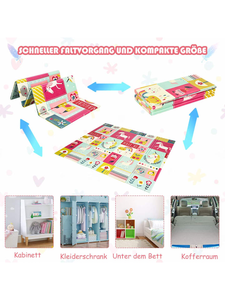 COSTWAY Spielmatte doppelseitig in Rosa günstig kaufen 200 cm