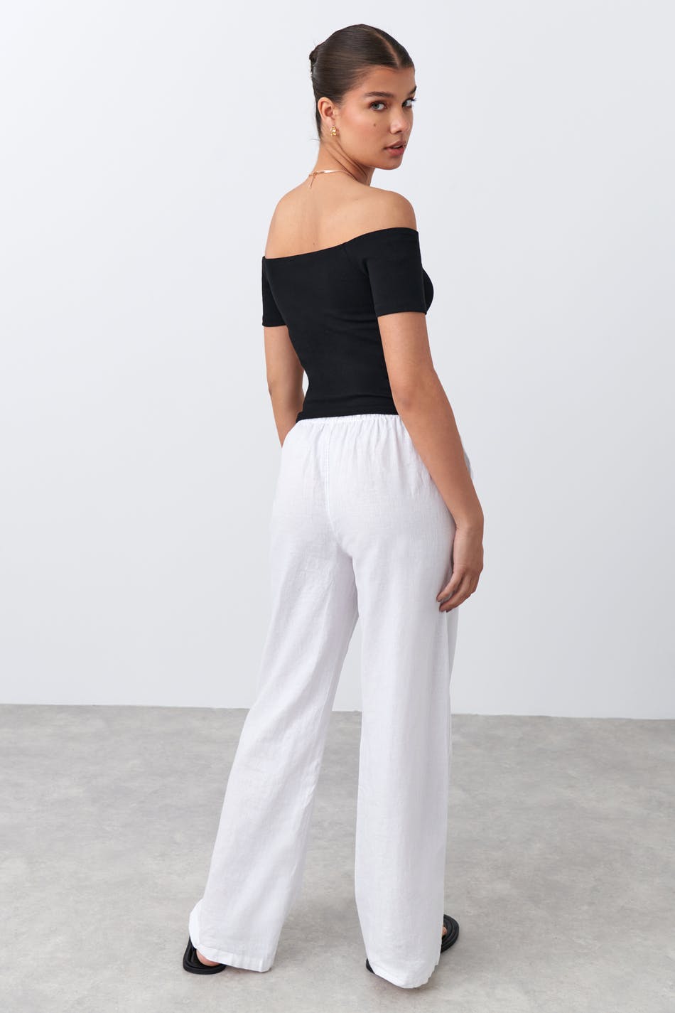 Rib off shoulder top