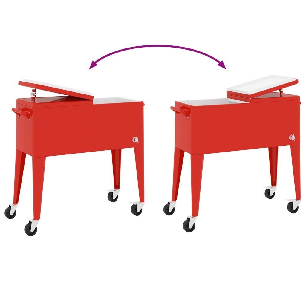 vidaXL Kühlbox Kühlwagen mit Rollen Rot 92x43x89 cm Servierwagen Kühlbox