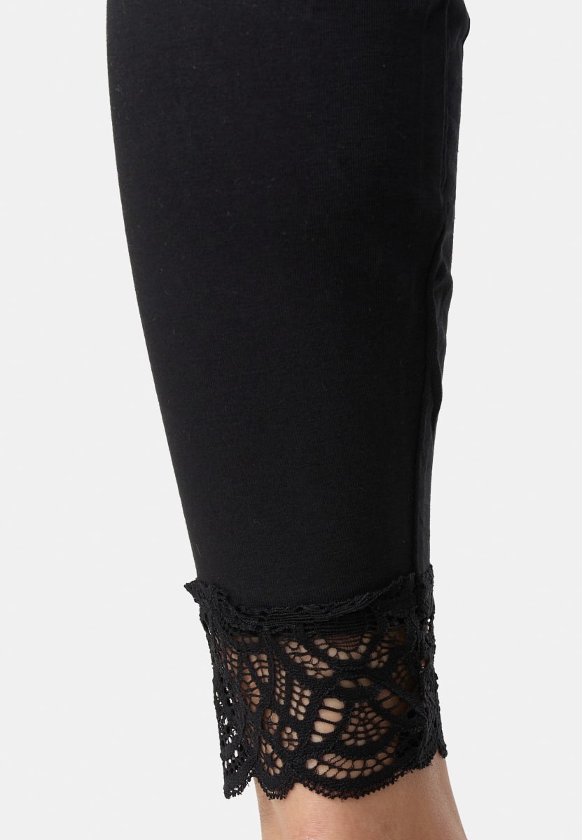 Leggings mit Spitzenborte schwarz Gr. 40/44, 1 St