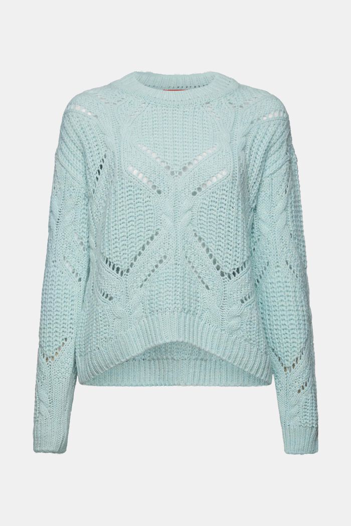 Offenmaschiger Pullover aus Wollmix