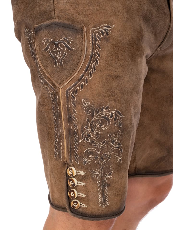 Gwandler Lederhose JONAS-gespeckt in dunkelbraun günstig kaufen