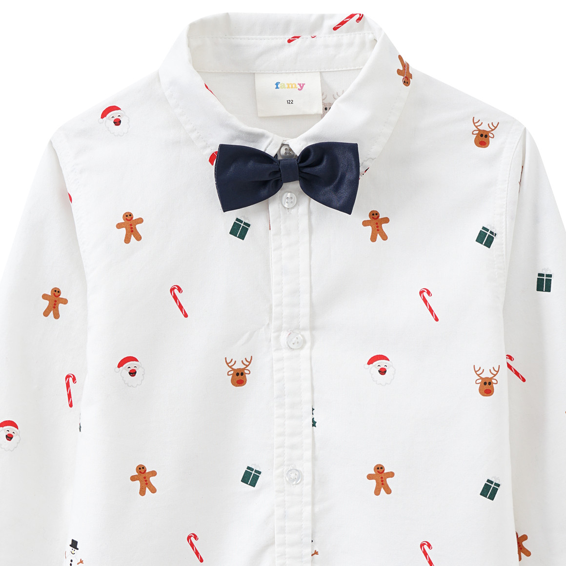 Jungen Weihnachtshemd mit Fliege weiss